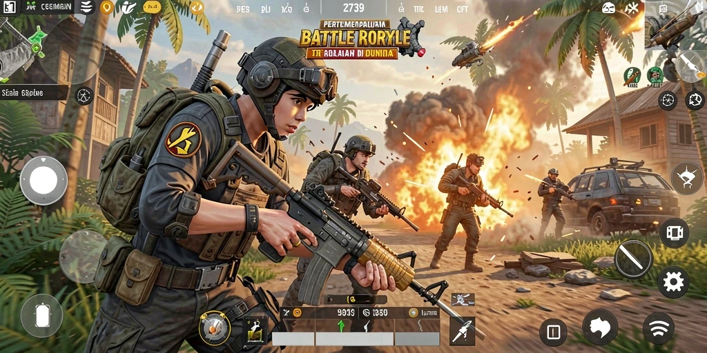 Tampilan gameplay seru dalam pertempuran Battle Royale.