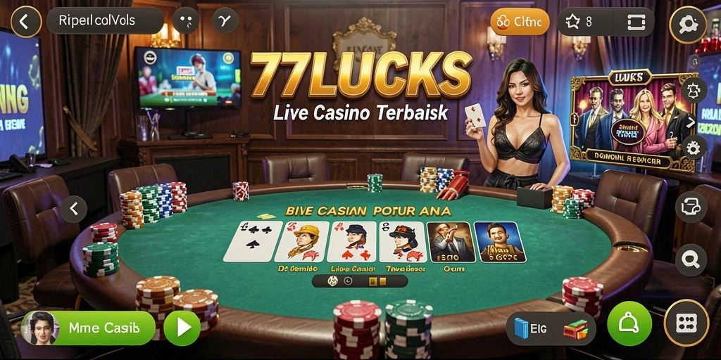 Tampilan screenshot 77LUCKS saat permainan Live Casino berlangsung.