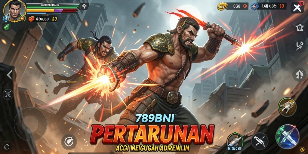 Screenshot gameplay 789BNI yang menunjukkan aksi pertarungan intens.