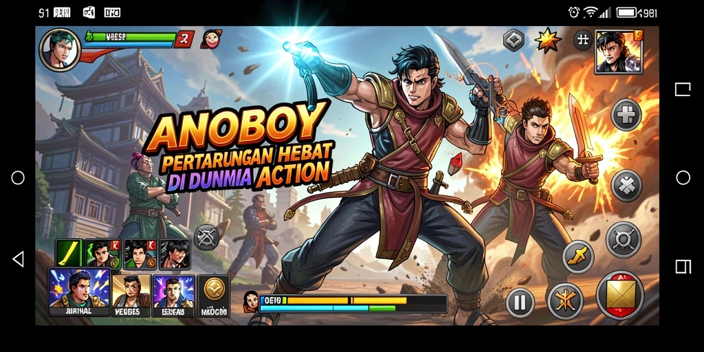 Tampilan gameplay seru ANOBOY dengan aksi mendebarkan.