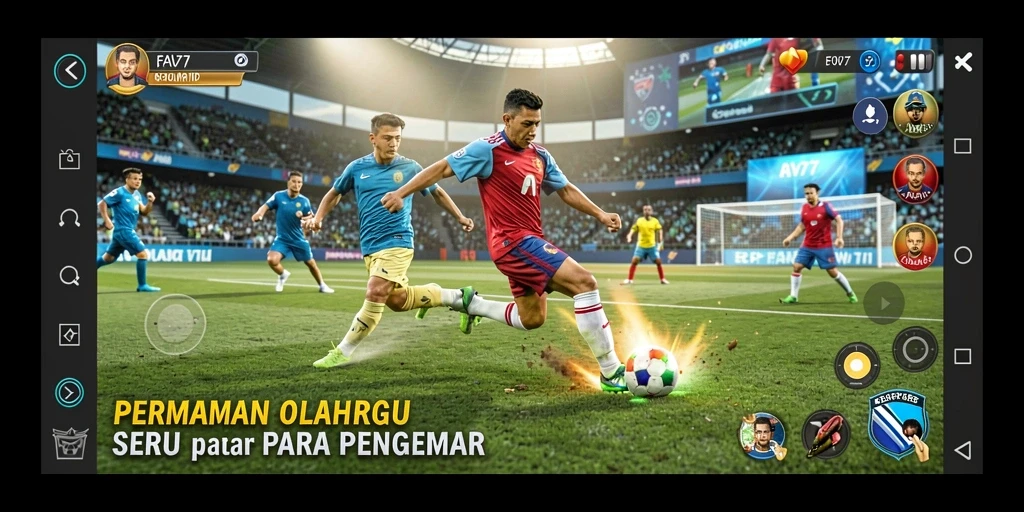 Tampilan utama FAV77 dengan gameplay aksi olahraga yang mendebarkan.