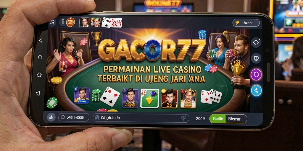 Screenshot GACOR77 menampilkan suasana kasino Live Casino yang mendebarkan.