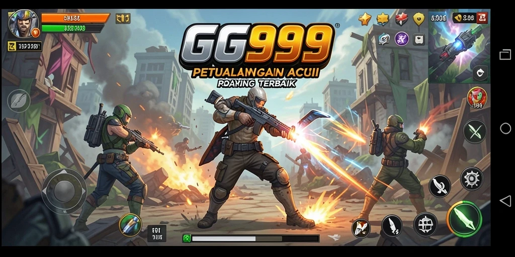 Screenshot menunjukkan aksi pertarungan di dunia fantasi GG999.