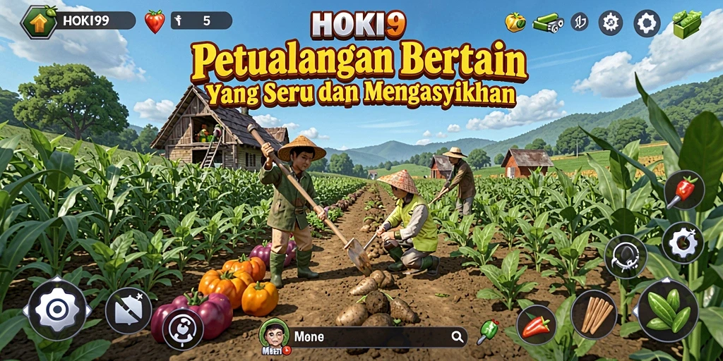 Screenshot utama HOKI9 menampilkan gameplay seru bertani.