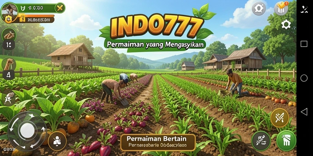 Tampilan gameplay INDO777 dengan lahan pertanian yang subur.