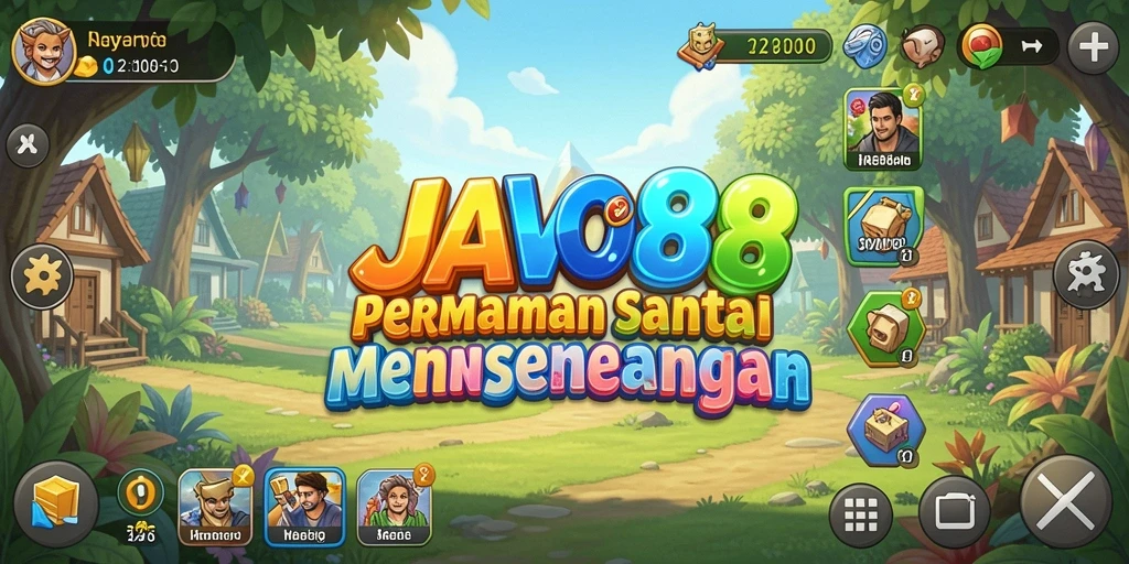 Tampilan gameplay <strong>JAVO88</strong> yang cerah dan penuh warna.