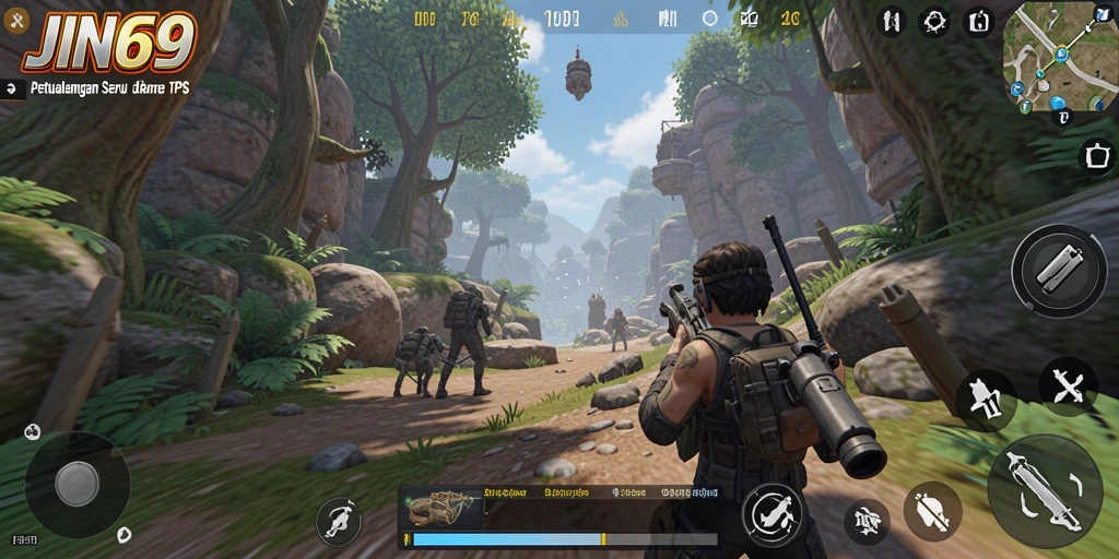 Tampilan seru gameplay JIN69 dalam aksi TPS.