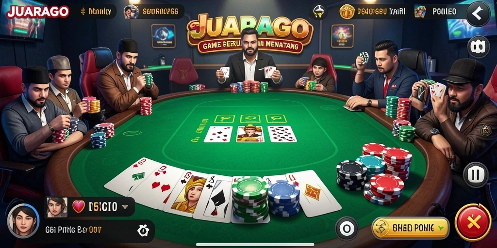 Tampilan menarik dari gameplay JUARAGO, menampilkan keseruan permainan poker.