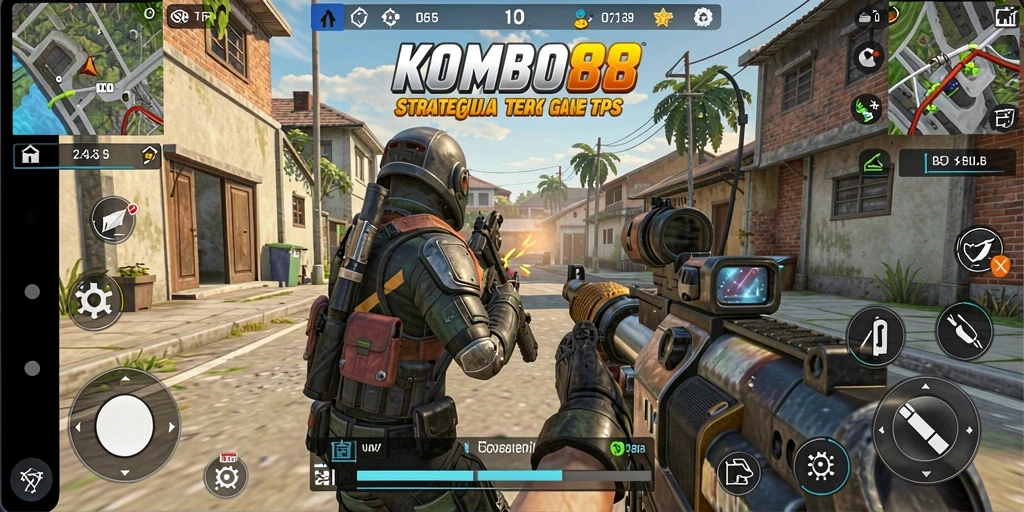 Screenshot gameplay seru dari KOMBO88 dengan aksi TPS yang intens.