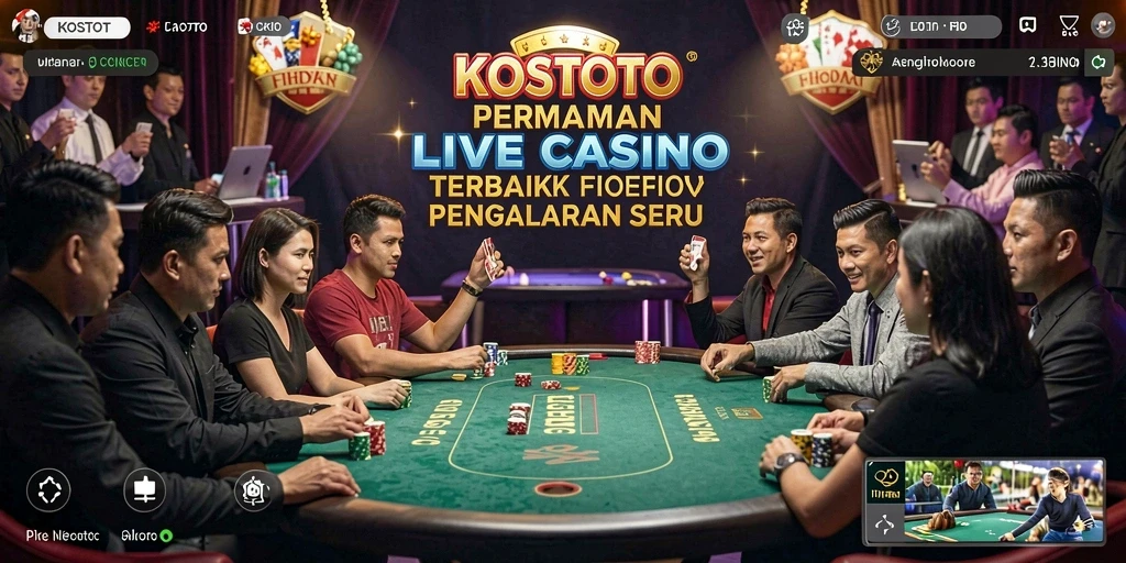 Screenshot KOSTOTO menampilkan dealer Live Casino yang profesional dan gameplay yang menarik.