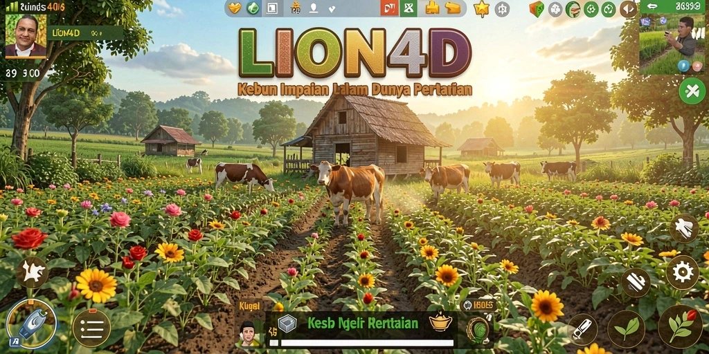 Screenshot utama LION4D menampilkan pengalaman bertani yang interaktif dan menyenangkan.