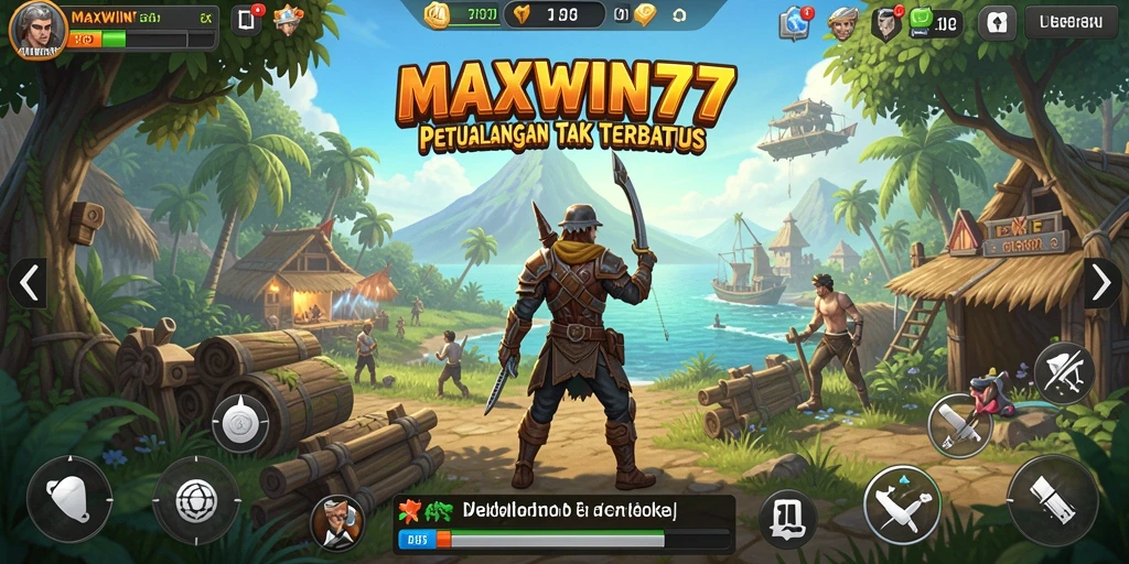 Screenshot gameplay MAXWIN77 menampilkan petualangan seru di dunia terbuka.