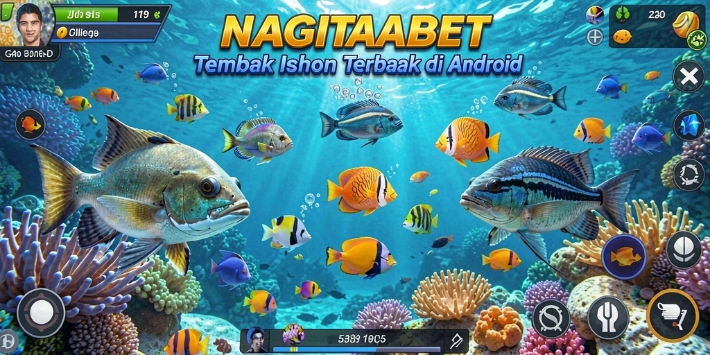 Screenshot gameplay NAGITABET menampilkan aksi seru menembak ikan.