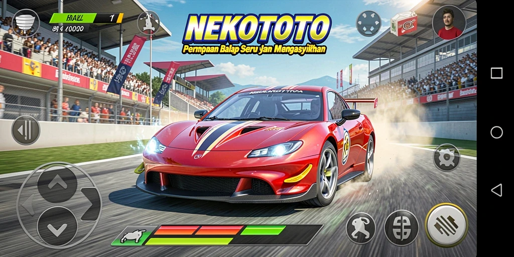 Tampilan gameplay balap yang mendebarkan dari NEKOTOTO.