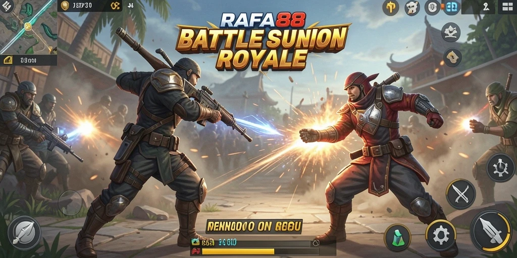 Tampilan gameplay seru RAFA88 dalam pertarungan Battle Royale.