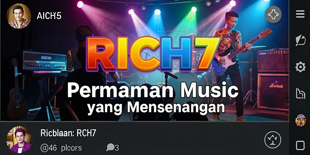 Gameplay RICH7 yang seru dengan notasi musik yang beragam.