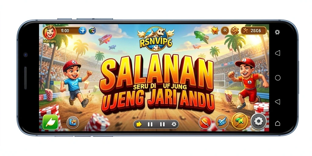 Tampilan gameplay RSNVIP6 menampilkan mobil balap yang melaju kencang di trek menantang.