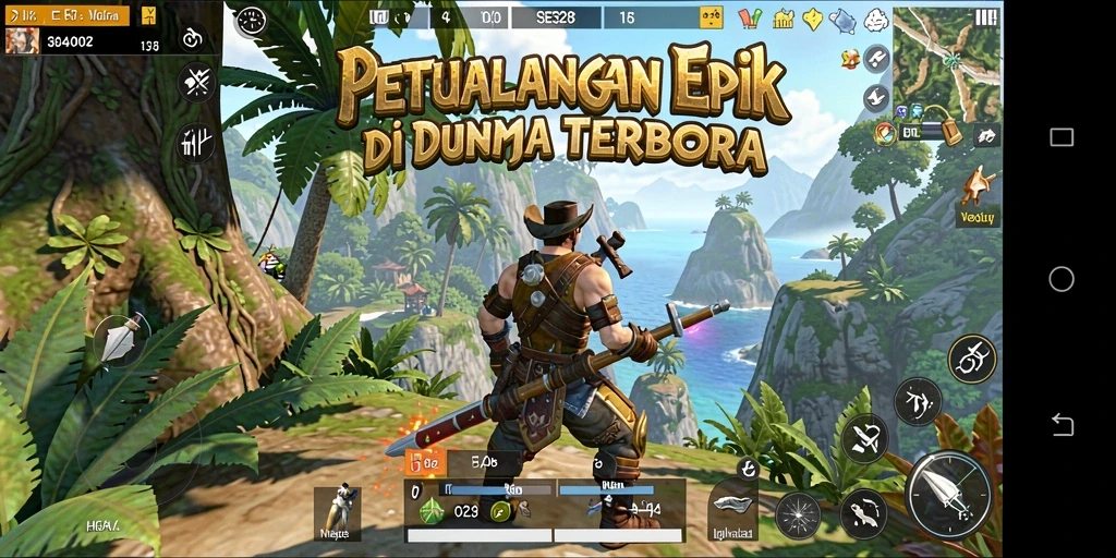 Screenshot gameplay SE328 menampilkan aksi seru di dunia terbuka.