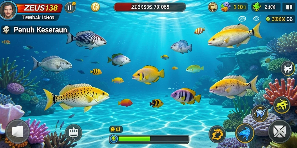 Tangkapan layar gameplay Tembak Ikan yang seru dan warna-warni.