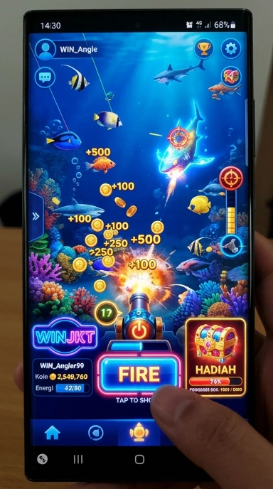 Screenshot aplikasi menunjukkan kategori yang beragam di winjkt.
